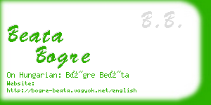 beata bogre business card